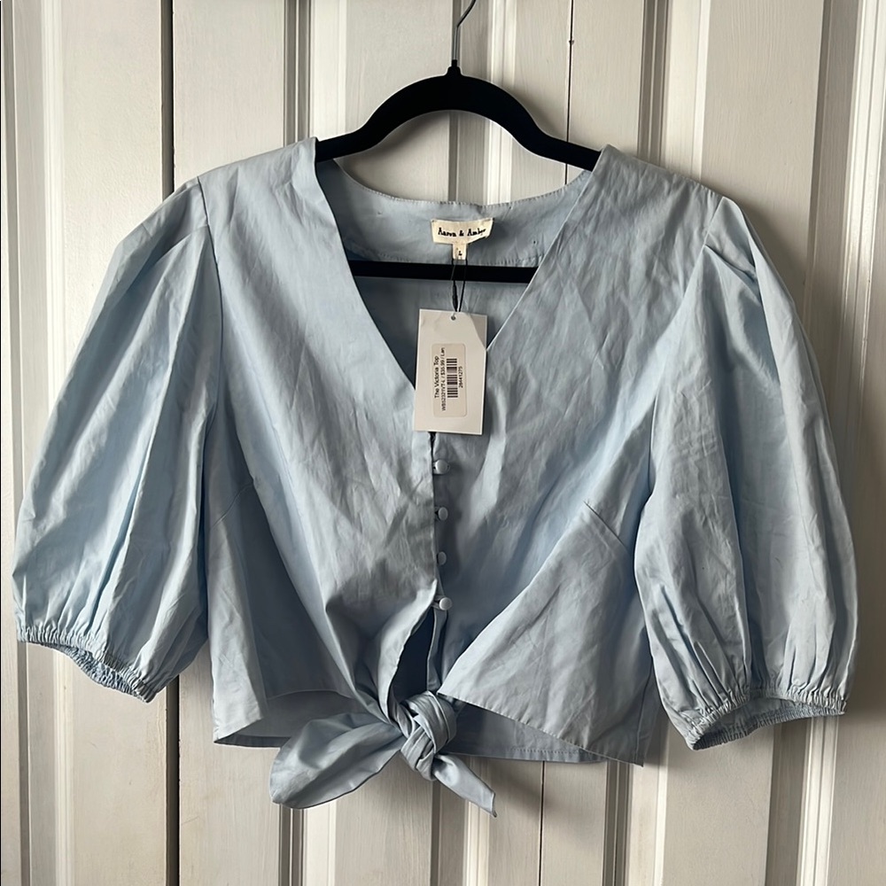 Elegant Sky Blue Button-Down Blouse